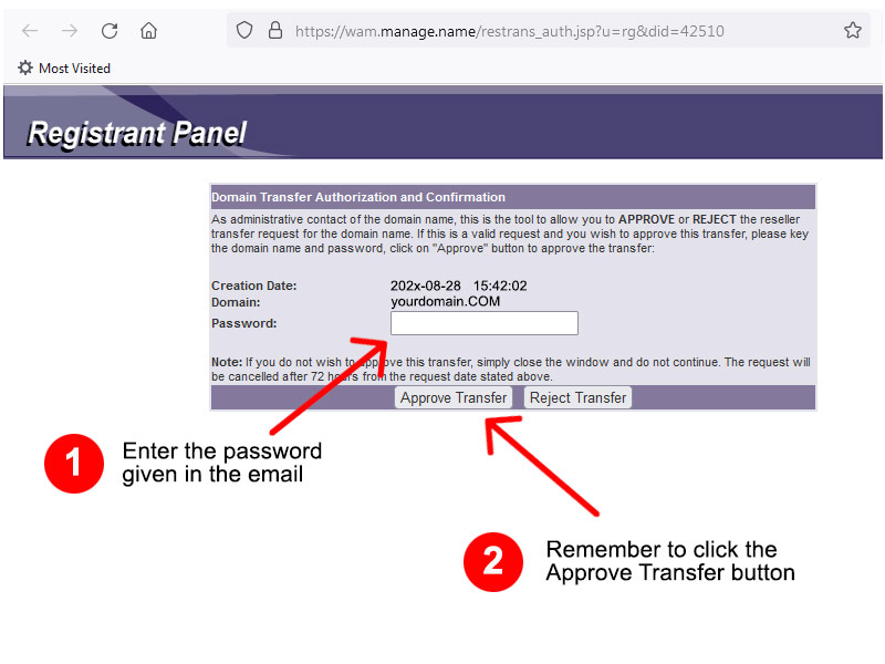 Registrant Approval Panel